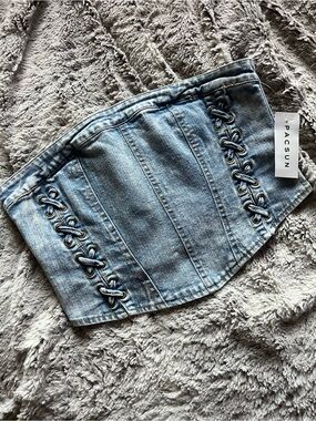 PacSun Light Blue Denim Corset Top